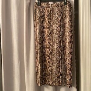 Snake print maxi skirt with slit